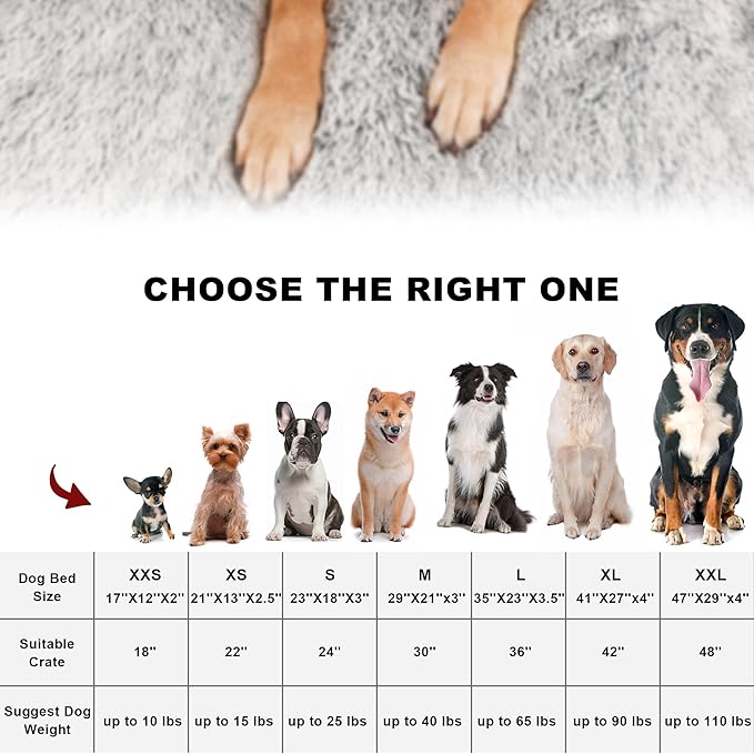 Bedfolks Waterproof Dog Crate Bed With Removable Washable Cover, Plush Faux Fur Pad for Large Dogs, Fluffy Kennel Bed 35"x23", Dark Grey