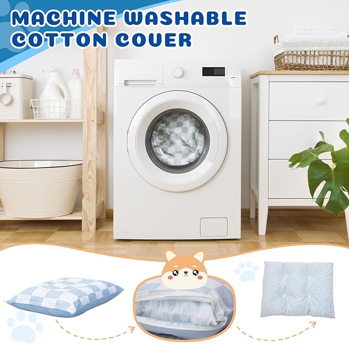 Dog Bed with Removable Washable Cover for Small Dogs Deluxe Plush Dog Crate Beds Comfy Kennel Pad Waterproof Lining and Blue Gel Memory Foam Memory Foam（Blue 30 * 20 * 4in）