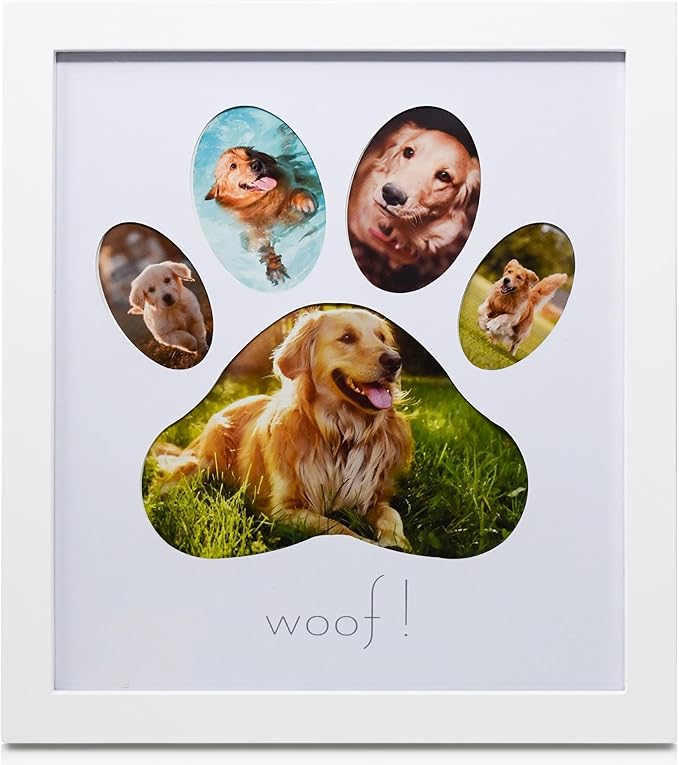 Green Pollywog 5-Opening Paw Print Collage Frame | Paw Print Picture Frame | Display for Photos for Pets | Dog Mom Gift | Dog Dad Collage | Pet Memorial Picture Gallery
