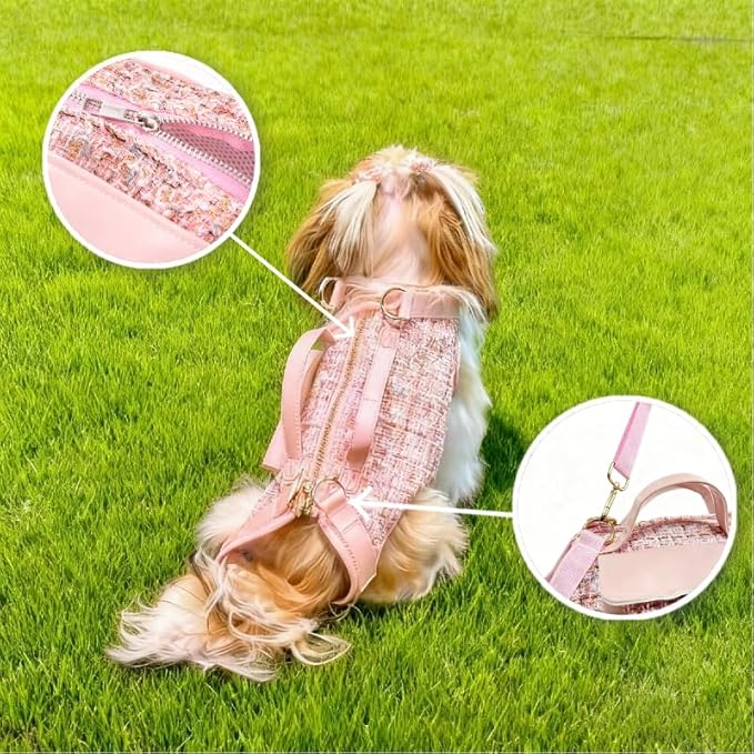Dog Lift Harness Backpack for Small Dogs, Adjustable Straps Dog Sling Carrier for Hiking, Travel, Outdoor ??Pink Small