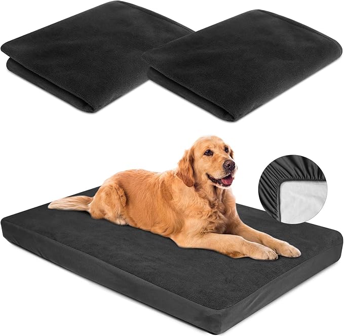 Dog Bed Covers Replacement Waterproof for Dog Bedding Washable Black 2 Pack 35" x 44" XL
