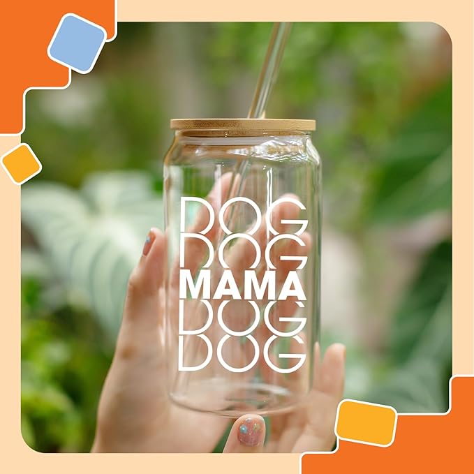 NewEleven Easter Gifts For Dog Lovers, Dogs Owners, Dog Moms, Fur Mama - Dog Mom Gifts For Women - Cute Funny Gift For Women, Best Friend, Girlfriend - 16 Oz Coffee Glass