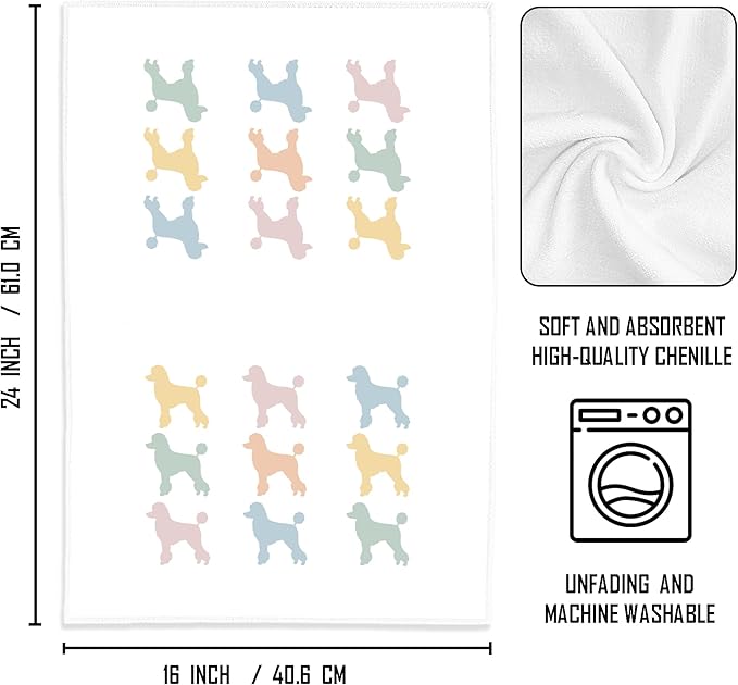 Poodle Gifts Kitchen Towels - Dog Hand Towels, Poodle Decor, Dog Mom Gifts, Decorative Bathroom Towels, 1624 Inches