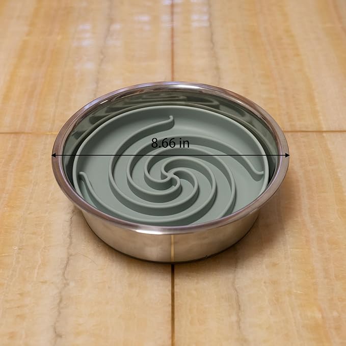 Slow Feeder Dog Bowls, Dishwasher Microwave Safe Silicone Puppy Puzzle Bowl with Non-Slip Design for Eating (Grey Green)