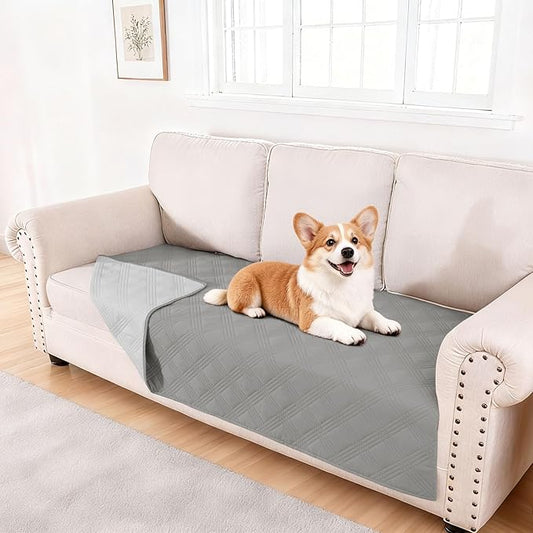hyha Waterproof Dog Blanket, Reversible Pet Bed Blanket, Soft Sofa Couch Cover for Dogs Washable, Waterproof Pet Couch Covers for Sofa Puppy Cats Furniture Protector(40"x80", Grey/Light Grey)