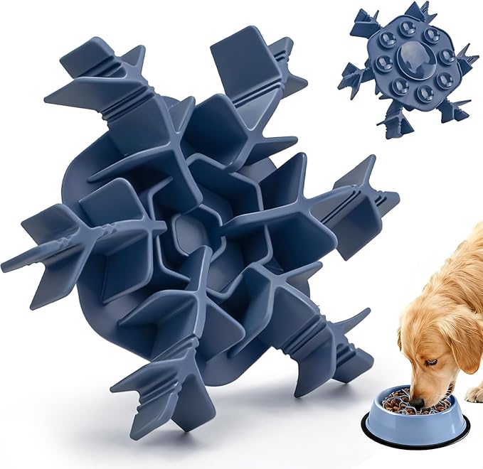 Slow Feeder Insert for Dog Bowl, Mabnuby 100% Food-Grade Silicone Slow Feeder Insert Fits Large Medium Small Size Dogs, Compatible with Regular & Elevated Bowls, Helps Prevent Digestive Issues, Blue