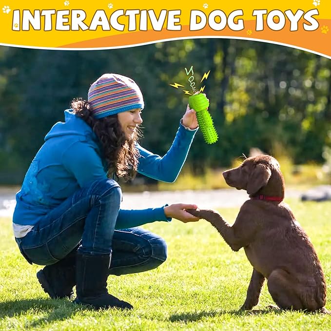 Christmas Dog Gifts, Dog Toys for Small Dogs Dog Toothbrush for Teething Cleaning, Rubber Squeaky Toys for Puppy