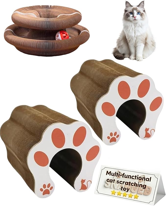 Cat Scratcher Board Toys,Interactive Magic Organ Bell Ball Track,Bored Kitty Indoor Cardboard Gifts,Round Pet Paw Scratch Pad,No Posts Puzzle Tree Tower Bed House,Circle Tunnel Nail File