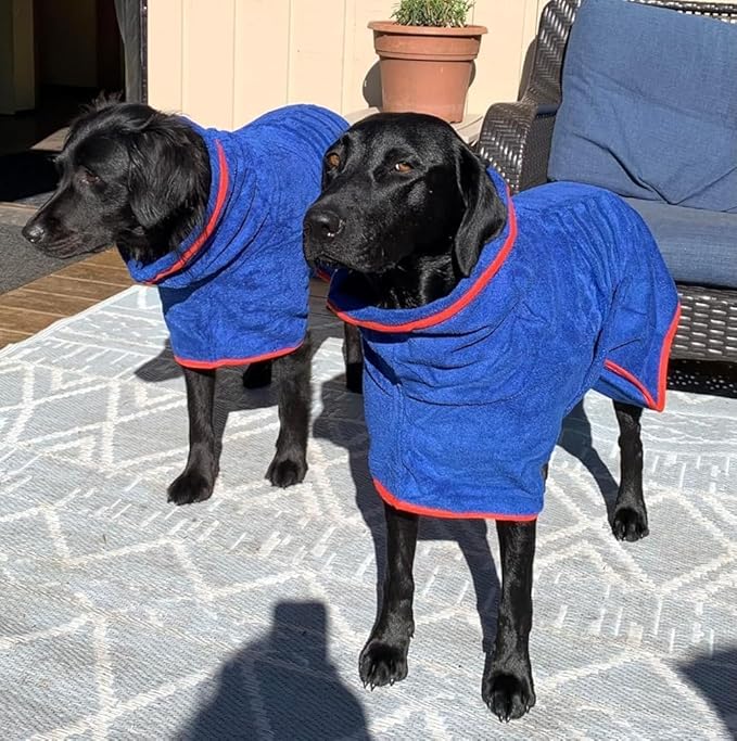 Dog Drying Coat - Fast Drying Dog Towel Robe - Microfiber Super Absorbent Pet Bathrobe, Adjustable Collar & Belly Strap Pet Coat Pet Bath Robe Towel (XX-Large, Red)