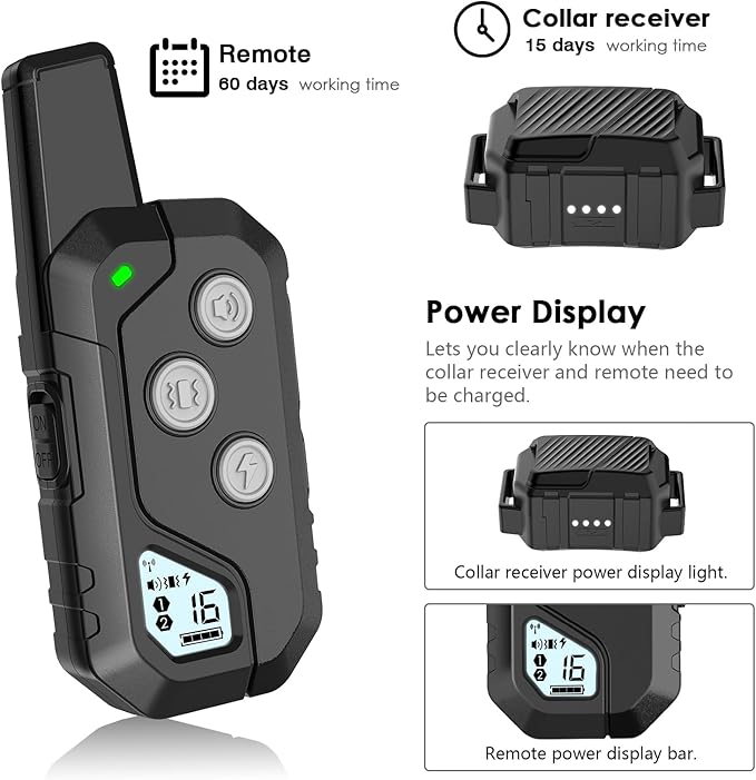 Shock Collar for Dogs, IP67 Waterproof Dog Training Collar with Remote, 3 Training Modes with Beep, Vibration, and Safe Static, Rechargeable E Collar for Large Medium