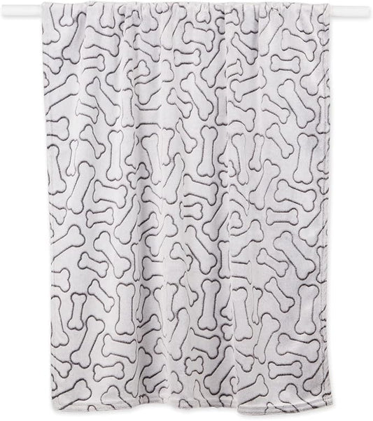 Bone Dry Embossed Bone Collection, Pet Blanket, 36x48, Black