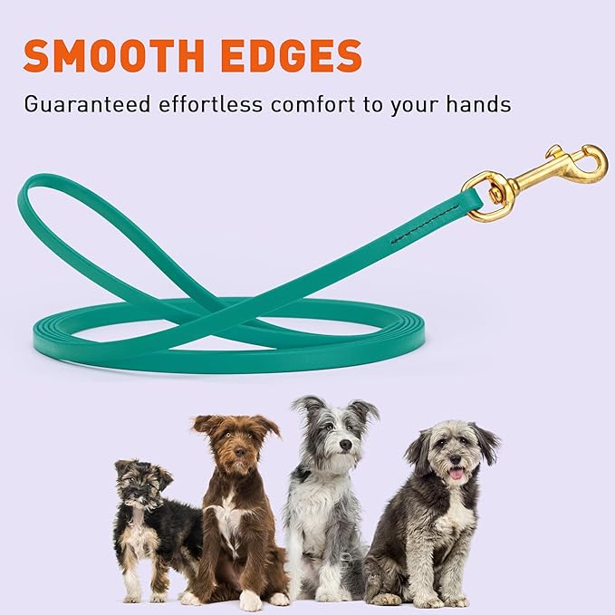 Viper Biothane K9 Working Dog Leash Waterproof Lead for Tracking Training Schutzhund Odor-Proof Long Line with Solid Brass Snap for Puppy Medium and Large Dogs, 15ft Blue Aqua