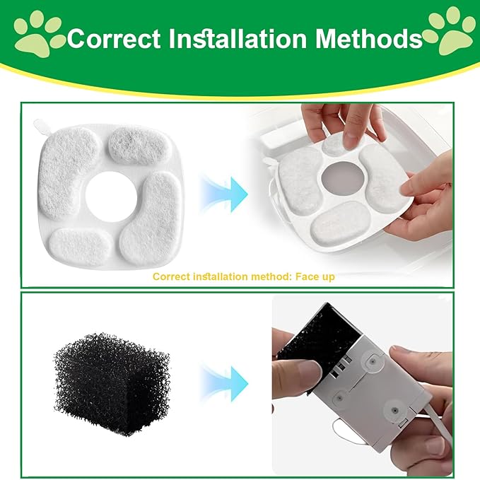 Cat Water Fountain Filter,Pet Fountain Filters compatible with Veken 67oz/2L, 95oz/2.8L and 135oz/4L Dog Water Dispenser,12 Set Cat Fountain Filter Replacement