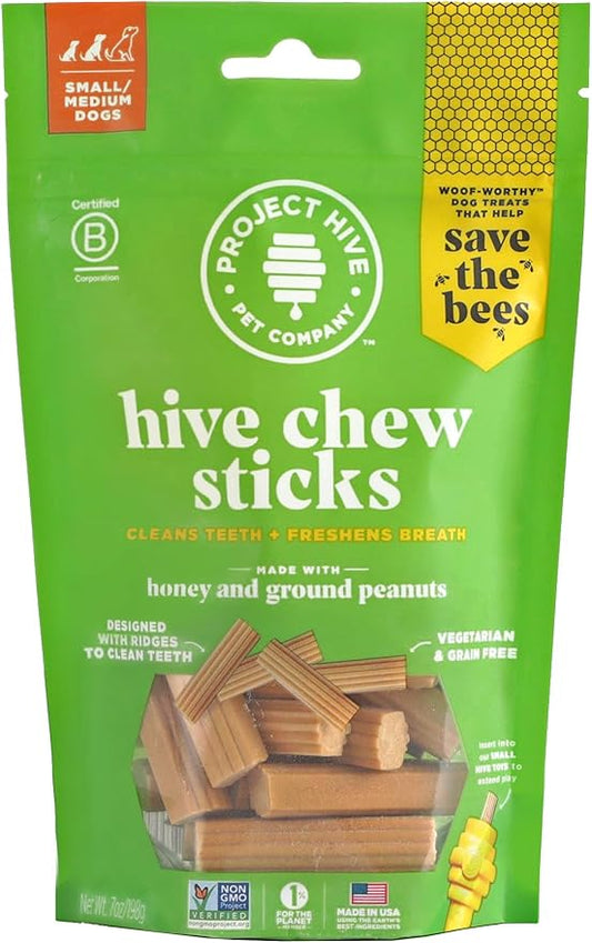 Natural Dental Chew Stick Treats for Small Dogs - Healthy, Non-GMO Project Verified, Peanut Butter Vegetarian Chews, Made in The USA (Chew Sticks, Small Breeds), Cleans Teeth and Freshens Breath