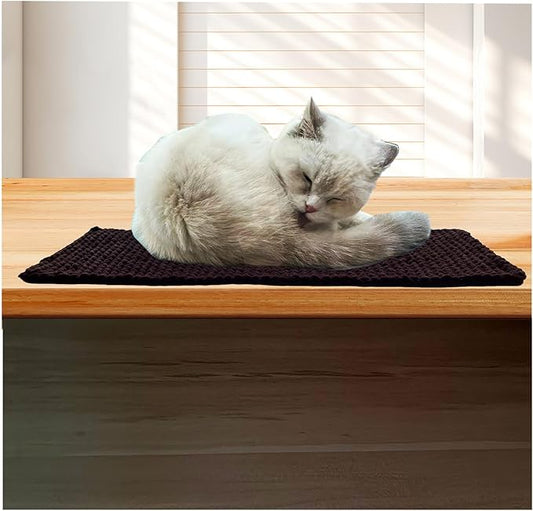 Cat Window Sill Pet Pad Perch, Knitted Pet Mat Pillow Seat Bed Cushion for WindowSill, Double Sided Cat Window Perch (Coffee, 8"x24")