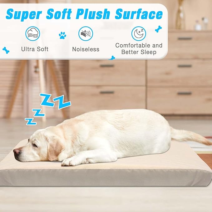 Dog Bed Covers Replacement Washable 100% Waterproof Dog Bed Sheets, Soft & Noiseless Pet Bed Cover, 2 Pack, 36" x 23" Beige
