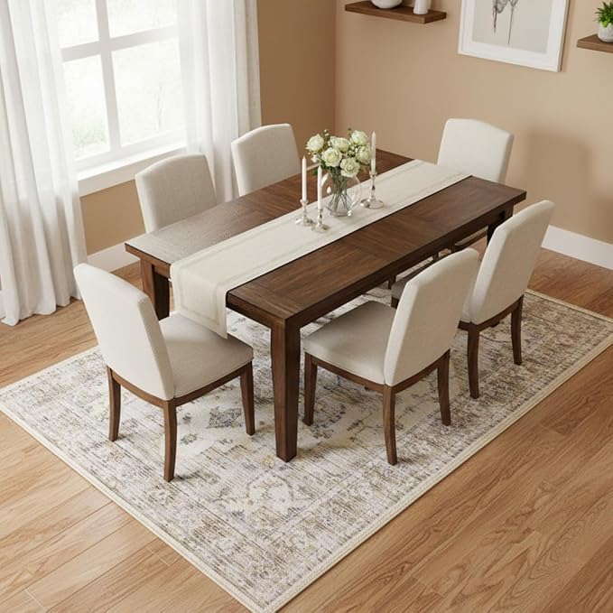Muddy Mat짰 Tuscany 3ft x 7ft Washable Area Rugs for Living Room, Bedroom & Dining Room ??Modern Soft Low Pile Non Slip Carpet ??Pet Friendly Waterproof Foldable Rugs for Home