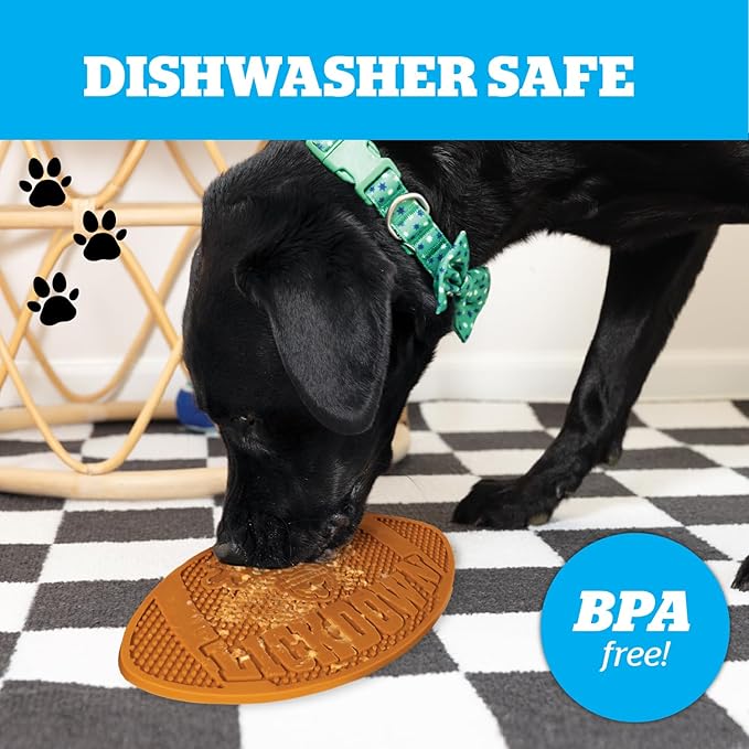 BigMouth Inc Touchdown Lick Mat for Dogs and Cats, Non Slip Silicone Slow Feeding Pad for Anxiety Relief, Bath Grooming Distraction Tool for Puppies Adult Pets, Dishwasher Safe Enrichment Toy