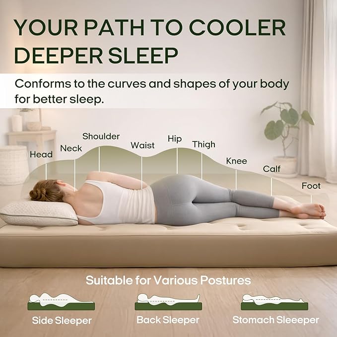 ZonLi Japanese Floor Futon Mattress Full Size 54"x 75",100% Cotton Cover 6'' Thicken Tatami Mattress,Foldable Sleeping Pad,Portable Dormitory Tatami Mat,Roll Up Floor Lounger Bed for Adult (Khaki)