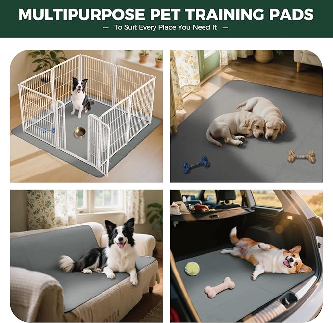 FXW Washable Pee Pads for Dogs, Puppy Pads with Super Absorbent, Specifically Designed for 24inch Cages, 17" x 23" Rectangle, Gray, 2 Packs