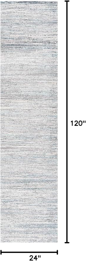 JONATHAN Y Loom Strie' Gray/Turquoise Runner Rug 2X10 ft, Modern for Living Room, Bedroom, Kitchen, Office, Easy-Cleaning, High Traffic, Pet-Friendly, Non-Shedding SOR200B-210