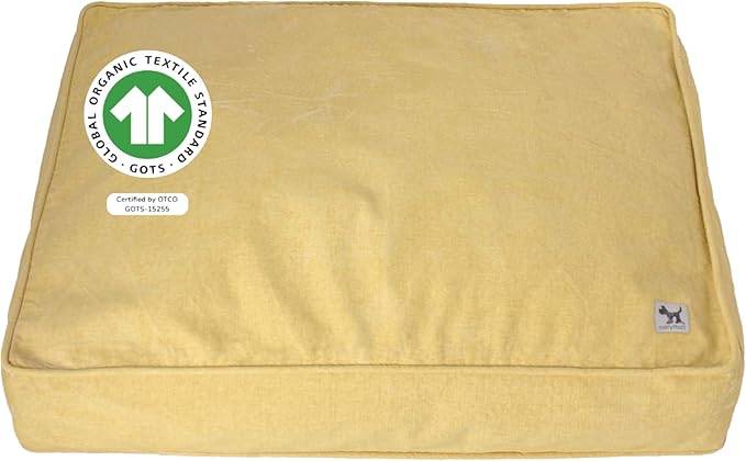 Molly Mutt Elysium Dog Bed Duvet Cover, GOTS-Certified 100% Cotton Canvas Cover for Dog, Puppy, or Cat Bed, Durable, Washable, and Free of Harmful Chemicals, Small, 22"x27"x5", Yellow