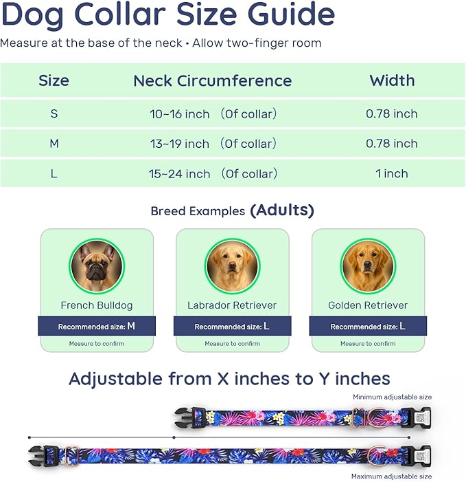 WhoseID Airtag Dog Collar,with Waterproof airtag Holder竊똎riginal Stylish Cute Pattern Design.QR Code ID Buckle竊똂omfortable Soft Cotton for Small Medium Large Dogs