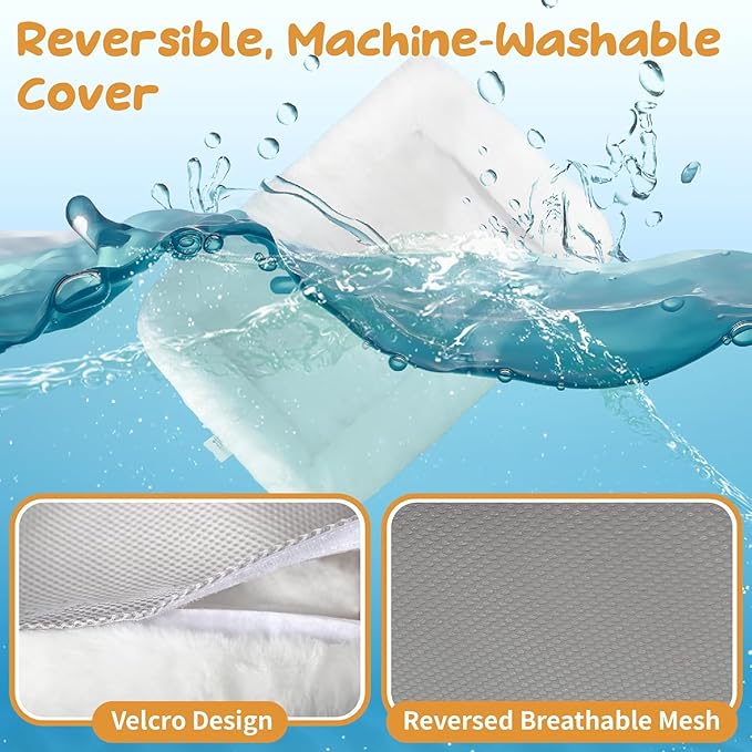 Cat Window Perch Cat Hammock Foldable Hanging Bed，Upgrade Strong Suction Cups Sturdy Holds Up to 25kg,Easy to Assemble,Reversible Cover 53 * 30cm (White, M-52CM)