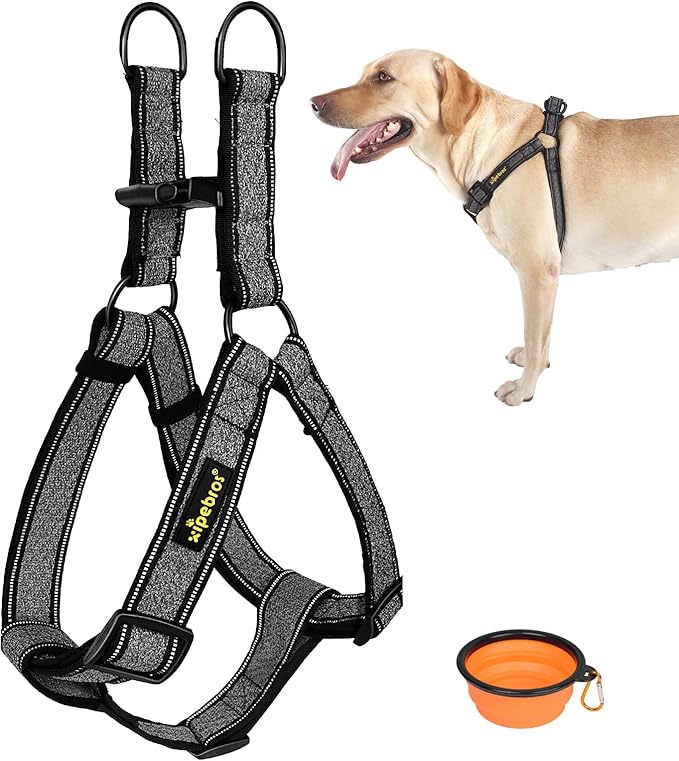 No Pull Dog Harness with Reflective Adjustable,Stops Pets from Pulling and Choking On Walks for Large Dogs (Black, XXL)