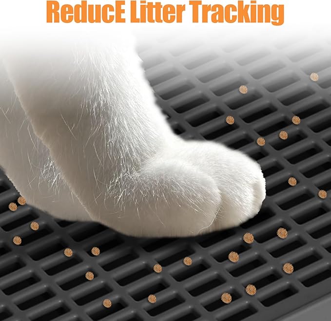 Black Litter Box Step Anti-Tracking & Easy to Clean,Portable Plastic Litter Box Ramp with Filter Function,Cat Steps for Small & Elderly Cats(12.6×6.3×1.57In)