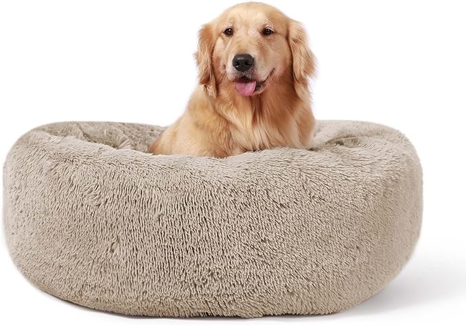 HACHIKITTY Calming Donut Cuddler Dog Bed, Indoor Puppy Beds for Large Dogs, XLarge 36''
