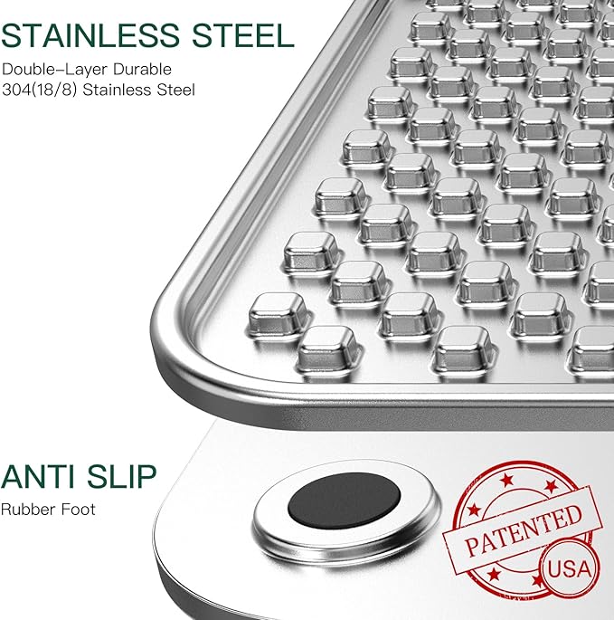 Stainless Steel Large Lick Mat for Dogs & Cats, Chew-Proof Slow Feeder, Anxiety Reducer, Whisker-Friendly for Cats, Non-Slip Heavy Duty Base, Raw Feeding Pad, Dishwasher Safe [Large-1Pack]