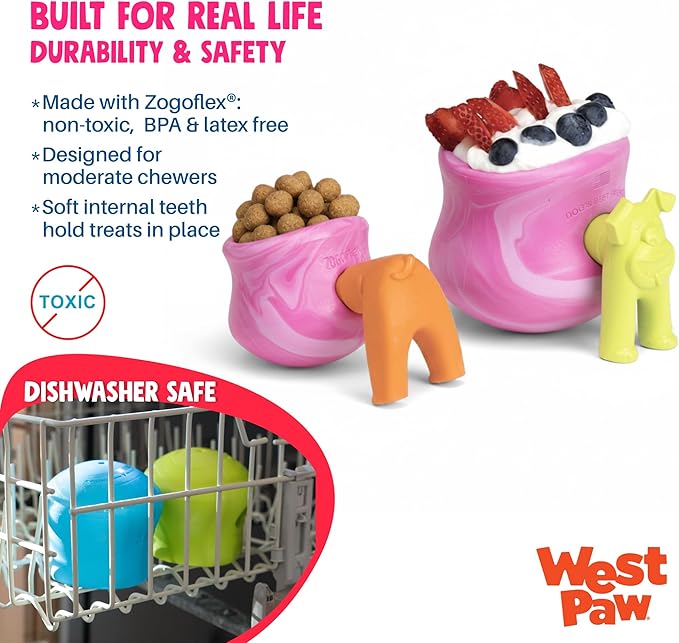 WEST PAW Zogoflex Toppl Interactive Treat Dispensing Puzzle Dog Toy for Mental Stimulation & Enrichment-Holds Kibble & Treats-Lickable, Freezable & Dishwasher Safe-Made in USA-XL-Candy Swirl