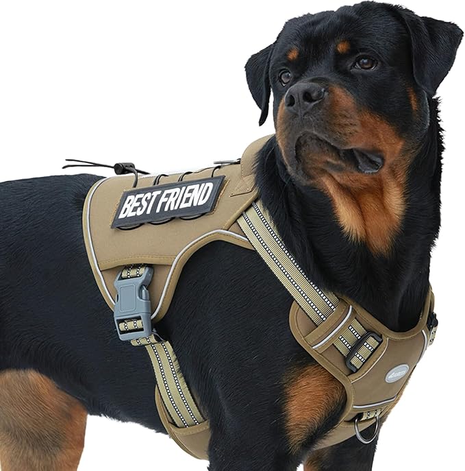 AUROTH Tactical Harness for Large Dogs No Pull Adjustable Pet Harness Reflective K9 Working Training Easy Control Military Service Pet Vest Army Yellow XL