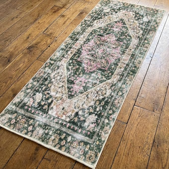 Muddy Mat짰 Eden 2ft x 10ft Washable Area Rugs for Living Room, Bedroom & Dining Room ??Modern Soft Low Pile Non Slip Carpet ??Pet Friendly Waterproof Foldable Rugs for Home
