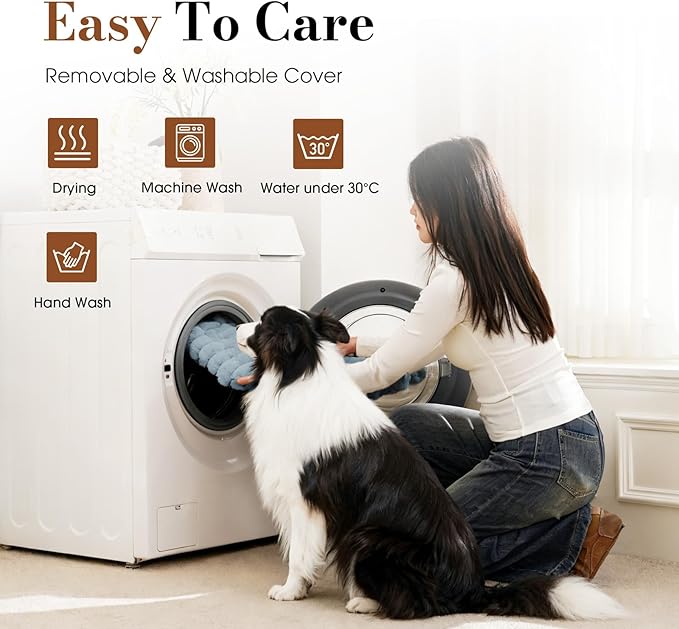 Large Orthopedic Dog Crate Bed with Waterproof Lining, Soft Short Plush Surface & Egg Crate Foam for Calming Puppy, Machine Washable Pet Bed with Removable Cover & Anti Slip Bottom