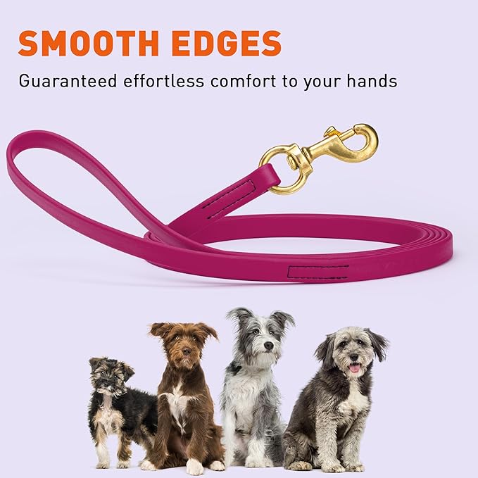 Viper Biothane K9 Working Dog Leash Waterproof Lead for Tracking Training Schutzhund Odor-Proof Long Line with Solid Brass Snap for Puppy Medium and Large Dogs, 15ft Magenta Pink