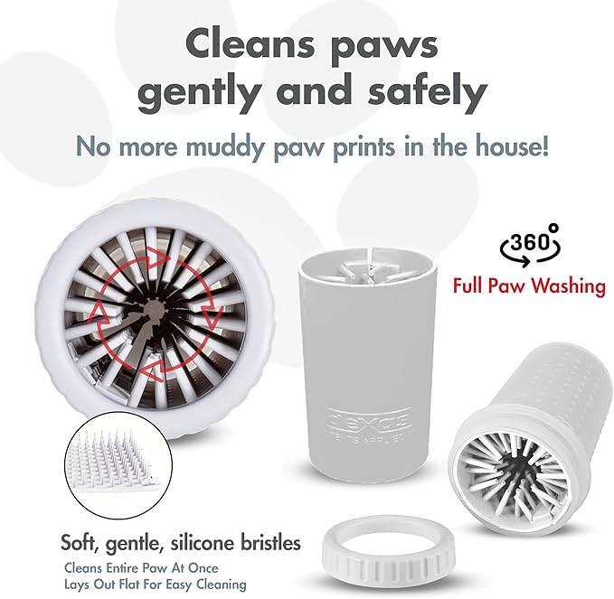 Dexas MudBuster Portable Dog Paw Cleaner, Medium, Bright White Special Edition, Premium Pet Supplies and Accessories