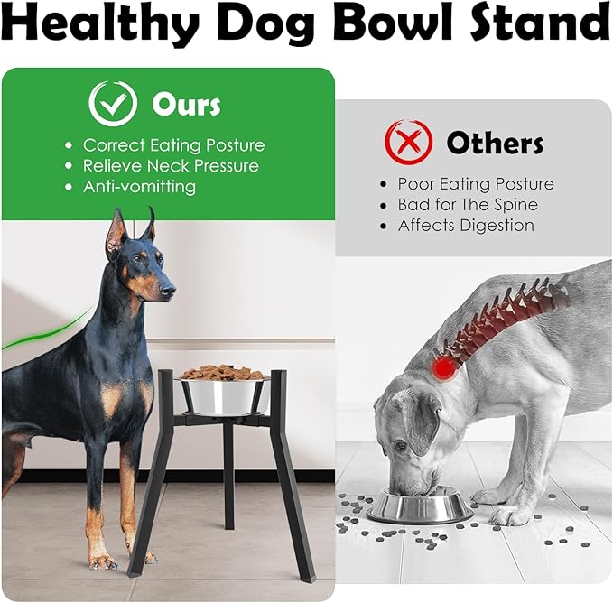 Elevated Dog Bowl Stand for Large Dogs, Adjustable Width 8.2-12.6", 16.9" Tall Single Raised Dog Food Water Stand,Bowl Not Included