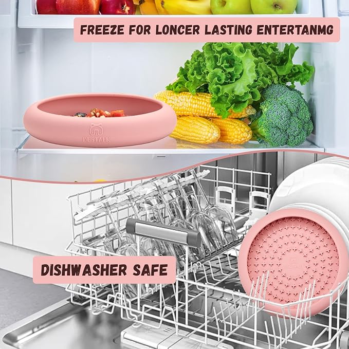 Dog Lick Bowl, Bestalk Anxiety Relief Slow Feeder Dog Lick Mat Treat Dispenser, Non-Slip Licking Bowl Enrichment Toys, BPA Free Silicone, Dishwasher Safe