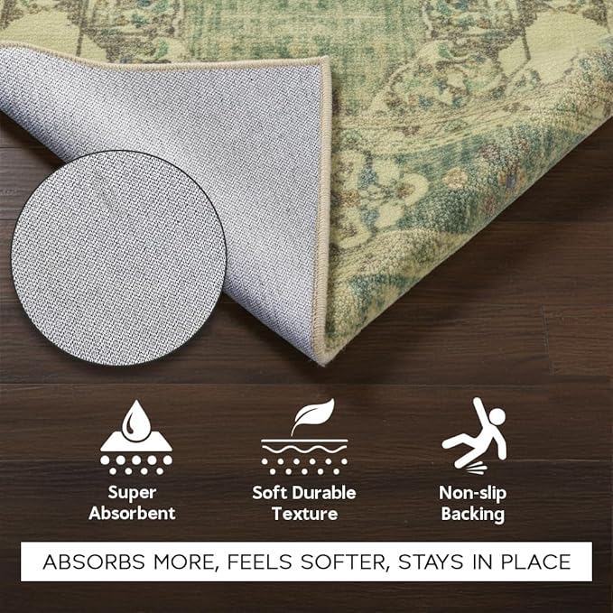 Muddy Mat짰 Majestic 2ft x 10ft Washable Area Rugs for Living Room, Bedroom & Dining Room ??Modern Soft Low Pile Non Slip Carpet ??Pet Friendly Waterproof Foldable Rugs for Home
