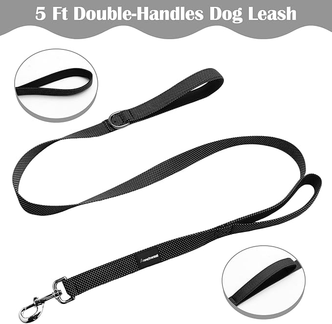 Annchwool No Pull Dog Harness with Front Clip and Easy Control Handle-Belly & Chest Adjustable Dog Harness and Leash Set for Medium Large Dogs-Heavy Duty Vest Harnesses Easy for Walking(Black,M)