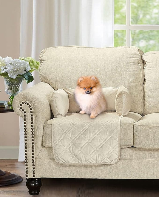 Brilliant Sunshine Premium Calming Dog Bed Mat, Silky Velvet, Removable Washable Cover, Cushion Protector and Couch Covers for Dogs, Pets, Cats, Small, Beige Natural