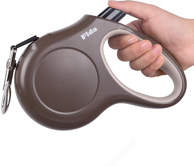 Fida Retractable Dog Leash, 16ft Heavy Duty Pet Walking Leash for X-Small/Small/Medium/Large Dog or Cat up to 110 lbs, Tangle Free. One-Hand Brake (Large, Coffee)