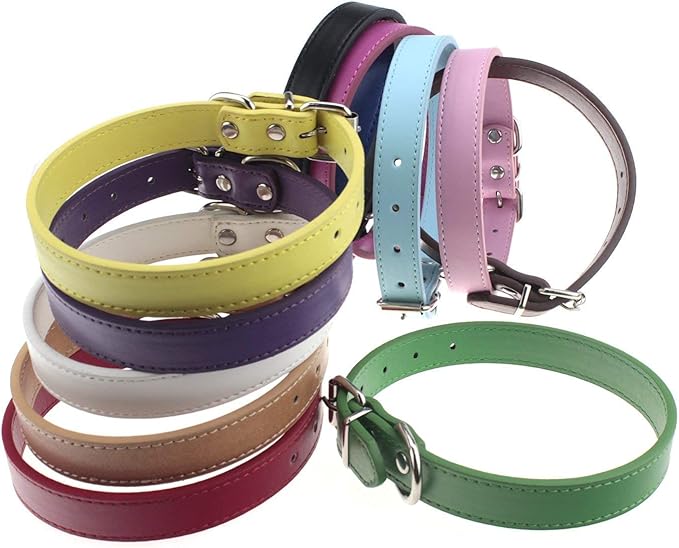TenCloud Pet Collar Set of 12 or 16 Adjustable ID Collars Leather for Puppy Medium Large Breed Dogs Neck 6''~18'' (L(Neck:13"~18"))