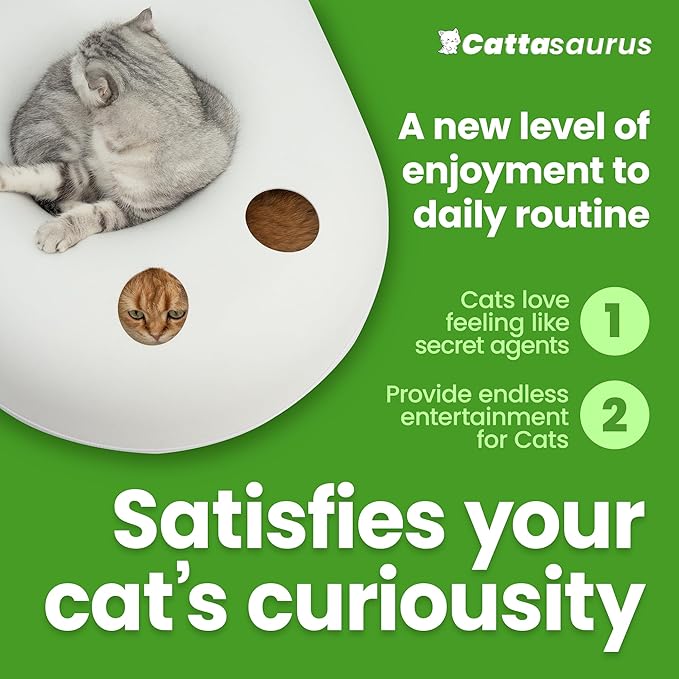 Cattasaurus Unique Gothic Peeka-Boo Cat Cave, Extra Spacious for Multiple & Large Cats 15+ lbs, Scratch Detachable Cat Beds for Indoor Cats, Washable Tunnel Bed (White Ghost, Jumbo)