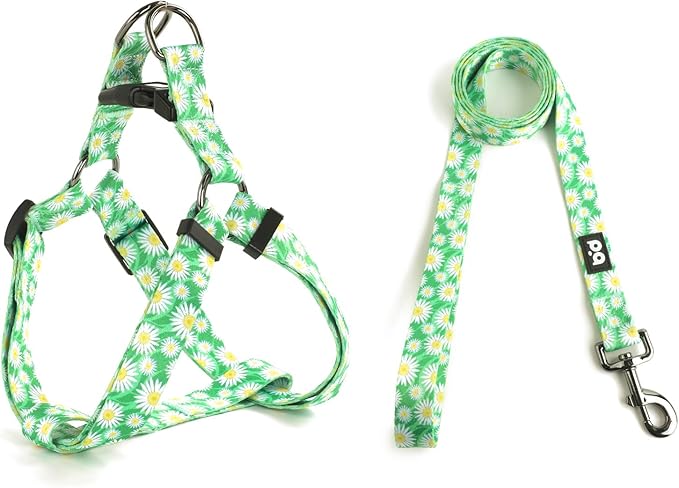 QQPETS Dog Harness Leash Set Adjustable Heavy Duty No Pull Halter Harnesses for Small Medium Large Breed Dogs Back Clip Anti-Twist Perfect for Walking