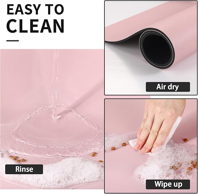 Dog Food Mat - Absorbent Cat Mat for Food and Water, No Stains Pet Feeding Bowl Mat, Easy to Clean Pet Placemats, Quick Dry Dog Water Dispenser Mat for Messy Drinkers | Pink 16"x 24"