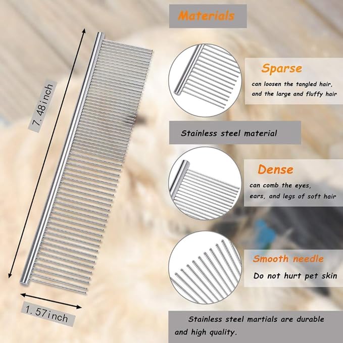 Cat Combs,Pet Comb Laiannwell Professional Grooming Comb for Dog/Cat/Small Pets(3 Packs)