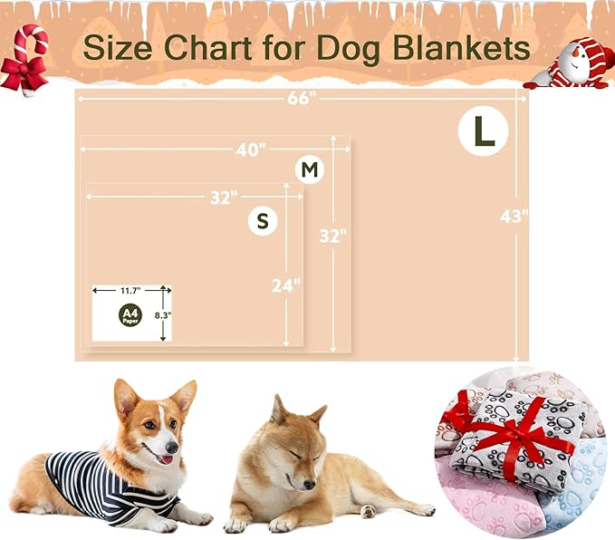 Stuffed Premium Soft Dog Blanket, with Flannel Beige Cute Paw Print, 32 * 40 inches, Cat Blanket Puppy Supplies Border Collie Puppy Gifts Essentials